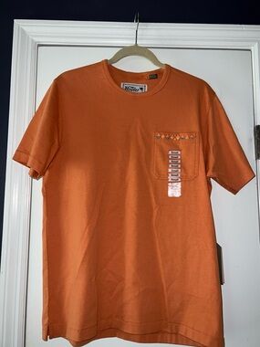 Howler Brothers Orange Short Sleeve Pocket Tee with Embroidered Trim
